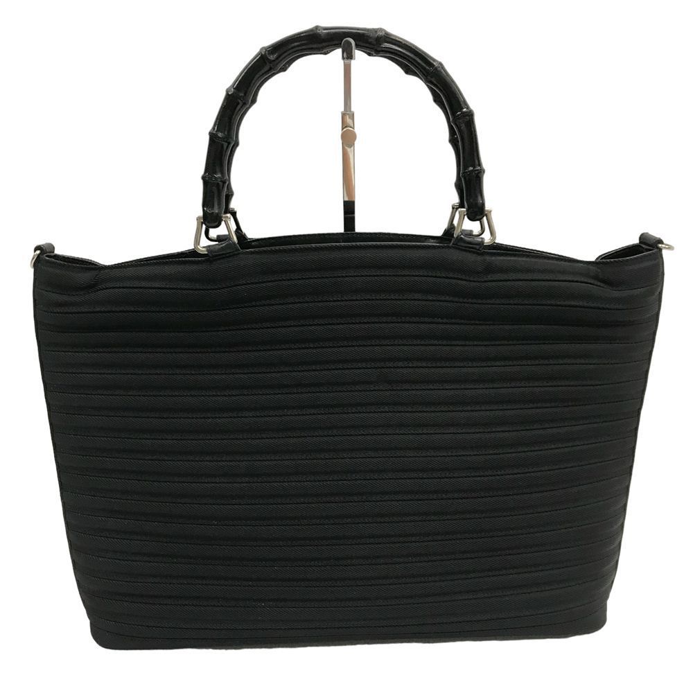 Gucci Bamboo Shoulder Bag Diagonal Black Canvas Enamel Detachable Strap - Picture 2 of 16